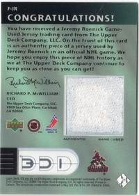 2001-02 Upper Deck Ice First Rounders #FJR Jeremy Roenick MEM