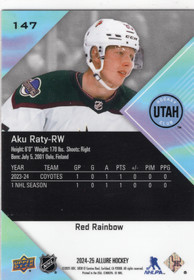2024-25 Upper Deck Allure Red Rainbow #147 Aku Raty