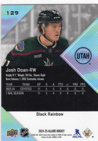 2024-25 Upper Deck Allure Black Rainbow #129 Josh Doan