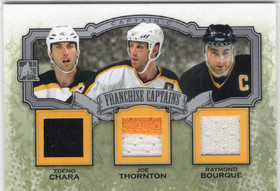 2011-12 In The Game Captain C Franchise Captains Jerseys Silver #FC02 Zdeno Chara / Joe Thornton / Raymond Bourque MEM, PR30