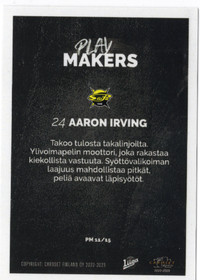 2022-23 Cardset Finland Playmakers #PM11 Aaron Irving