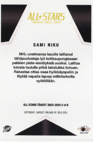 2023-24 Cardset Finland All Stars Tähdet 2023–2024 #2 Sami Niku