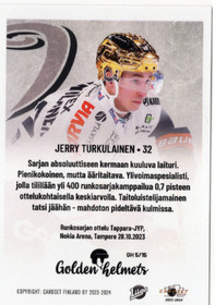 2023-24 Cardset Finland Golden Helmets #GH5 Jerry Turkulainen