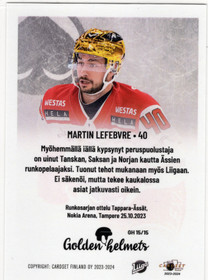 2023-24 Cardset Golden Helmets #GH15 Martin Lefebvre
