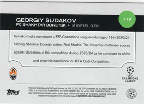 2024-25 Topps UEFA Club Competitions Pink Sparkle Foil #119 Georgiy Sudakov