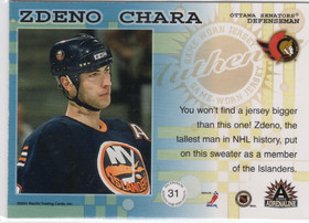 2001-02 Pacific Adrenaline Game Worn Jerseys #31 Zdeno Chara MEM