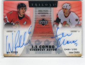 2006-07 Upper Deck Trilogy 1 2 Combo Clearcut Autographs #C2RC Wade Redden / Zdeno Chara AU, SN100