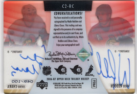 2006-07 Upper Deck Trilogy 1 2 Combo Clearcut Autographs #C2RC Wade Redden / Zdeno Chara AU, SN100