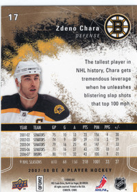 2007-08 Upper Deck Be a Player Player's Club #17 Zdeno Chara SN99