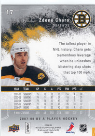 2007-08 Upper Deck Be a Player Platinum Player's Club #17 Zdeno Chara SN25