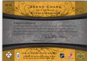 2006-07 Upper Deck Sweet Shot Sweet Stitches Triples #SSZC Zdeno Chara MEM, SN25