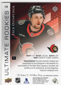 2024-25 Upper Deck Ultimate Collection #159 Zack Ostapchuk UR, AU, RC, SN299
