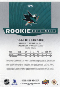 2025-26 SP #125 Sam Dickinson RA, SN1749