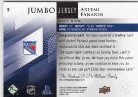 2024-25 Upper Deck Ultimate Collection Jumbo Jersey #9 Artemi Panarin MEM, SN199