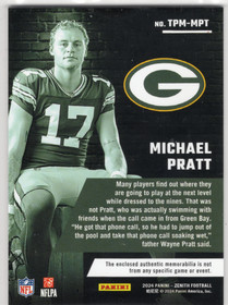 2024 Panini Zenith Turning Pro Memorabilia #TPMMPT Michael Pratt MEM