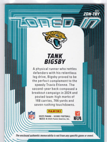 2025 Score Zoned In Jerseys #ZONTBY Tank Bigsby MEM