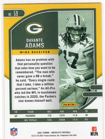 2021 Panini Absolute Escher Squares Red #59 Davante Adams SN499