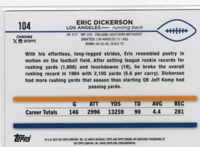 2024 Topps Chrome Aqua Sonar Refractor #104 Eric Dickerson SN199