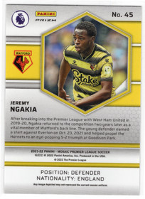 2021-22 Panini Mosaic Premier League Mosaic Reactive Gold #45 Jeremy Ngakia