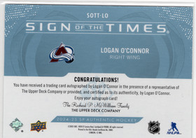 2024-25 SP Authentic Sign of the Times #SOTTLO Logan O'Connor AU
