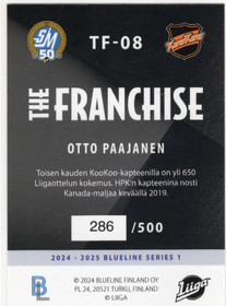 2024-25 Blueline Finland The Franchise Gold #TF08 Otto Paajanen SN500