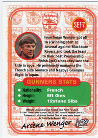 1997-98 Futera Arsenal Fans Selection Special Edition Embossed #SE17 Arsene Wenger MGR