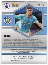 2021-22 Panini Mosaic Premier League Mosaic Reactive Gold #19 Rodri