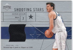 2003-04 Upper Deck Shooting Stars Jerseys #SSGG Gordan Giricek MEM
