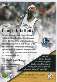 2004-05 Upper Deck Rookie Review #RRJO Josh Howard MEM