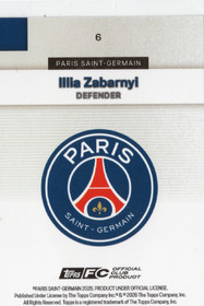 2025-26 Topps Paris Saint-Germain Team Set Blue Icy Foil #6 Ilya Zabarnyi FT, SN150