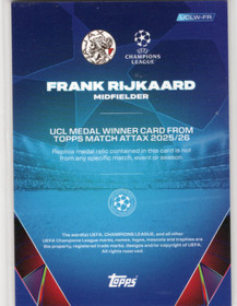 2025-26 Topps Match Attax UEFA Club Competitions UCL Medal Winner Relic #UCLWFR Frank Rijkaard MANU