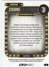 2025-26 Topps Juventus Collector Tin Parallel /299 #22 Zinedine Zidane SN299