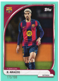 2025-26 Topps FC Barcelona Collector Tin Teal #3 Ronald Araujo SN199