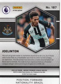 2021-22 Panini Mosaic Premier League Mosaic Reactive Gold #187 Joelinton