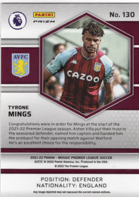 2021-22 Panini Mosaic Premier League Mosaic Reactive Gold #130 Tyrone Mings
