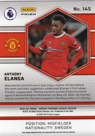2021-22 Panini Mosaic Premier League Mosaic Reactive Gold #145 Anthony Elanga