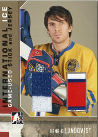 2006-07 In The Game Used International Ice Game Used Stick and Jersey Gold #SJ09 Henrik Lundqvist MEM, PR10