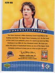 2004-05 Upper Deck All Star Weekend Authentics #ASWMD Mike Dunleavy MEM