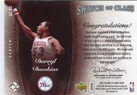 2007-08 SP Game Used Swatch of Class #SCDD Darryl Dawkins MEM