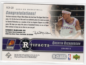 2004-05 Upper Deck R Class R Tifacts #RCRQR Quentin Richardson MEM