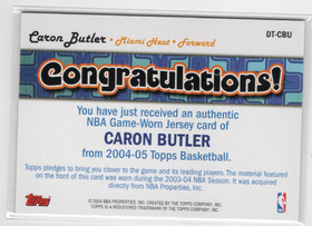 2004-05 Topps Drive N Thrive Relics #DTCBU Caron Butler MEM