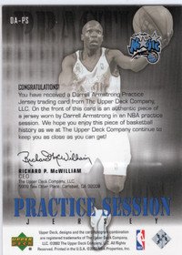 2002-03 Upper Deck Practice Session Jerseys #DAPS Darrell Armstrong MEM