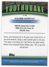 2024 Topps Chrome Youthquake X Fractor #Y18 Xavier Worthy