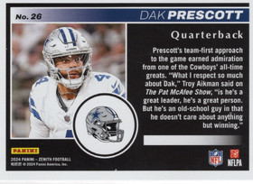 2024 Panini Zenith No Huddle #26 Dak Prescott