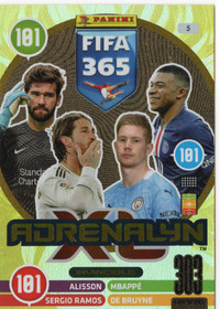2021 Panini Adrenalyn XL FIFA 365 #5 Alisson / Mbappe / Sergio Ramos / De Bruyne INV