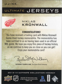 2013-14 Upper Deck Ultimate Collection Ultimate Jerseys #UJNK Niklas Kronwall MEM