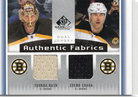 2013-14 SP Game Used Authentic Fabrics Dual #AF2CR Tuukka Rask / Zdeno Chara MEM