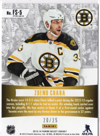 2013-14 Panini Select Fire on Ice Stars Prizms Green #FS5 Zdeno Chara SN25