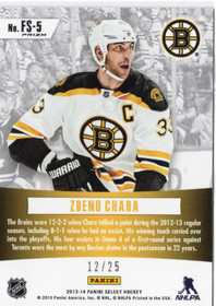 2013-14 Panini Select Fire on Ice Stars Prizms #FS5 Zdeno Chara SN25