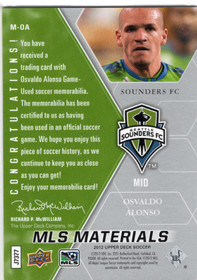2012 Upper Deck MLS MLS Materials #MOA Osvaldo Alonso MEM